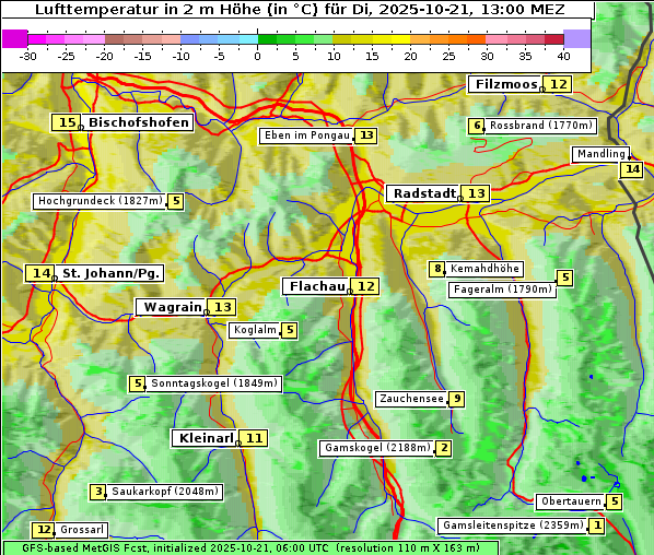 Temperatur, 21. 10. 2025