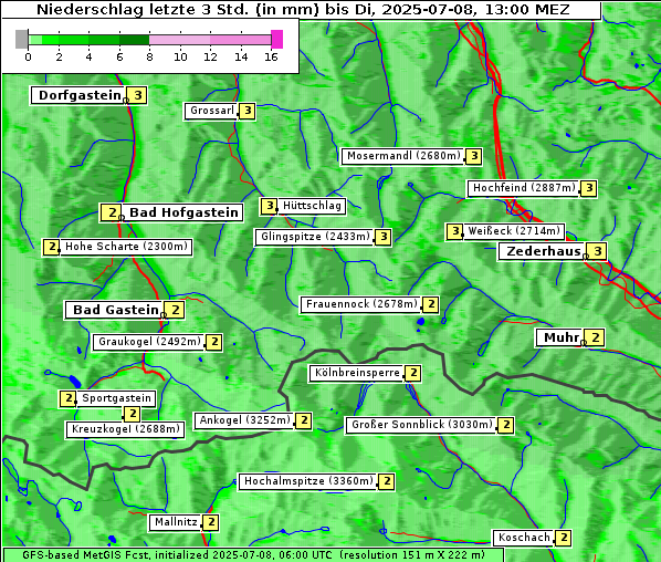 Niederschlag, 8. 7. 2025