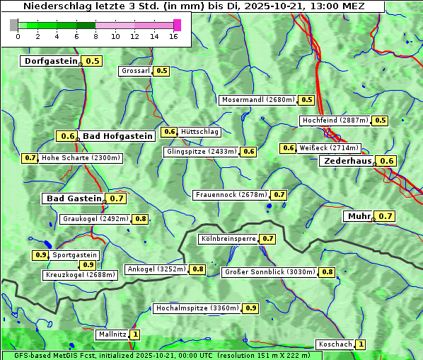 Niederschlag, 21. 10. 2025