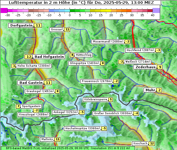 Temperatur, 29. 5. 2025