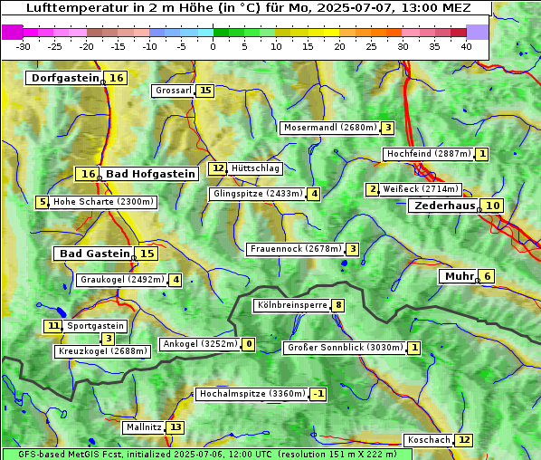 Temperatur, 7. 7. 2025