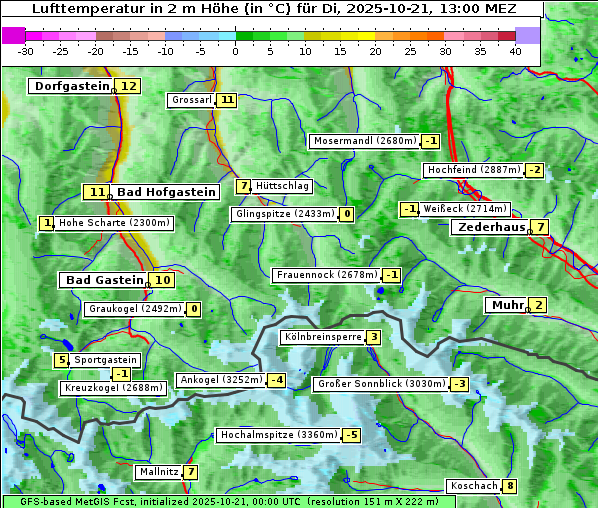 Temperatur, 21. 10. 2025