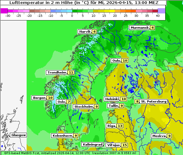 Temperatur, 15. 4. 2026