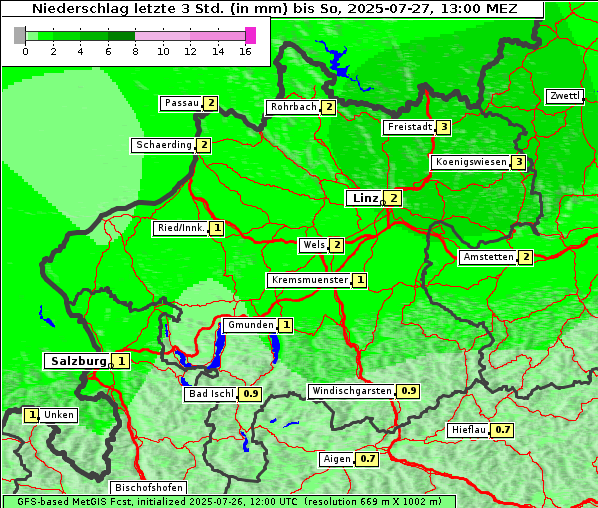 Niederschlag, 27. 7. 2025