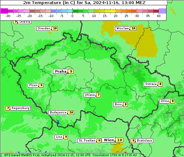 Temperatur, 16. 11. 2024