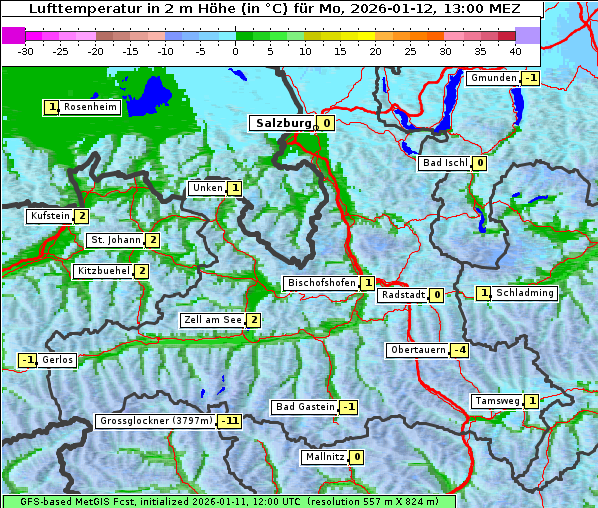 Temperatur, 12. 1. 2026