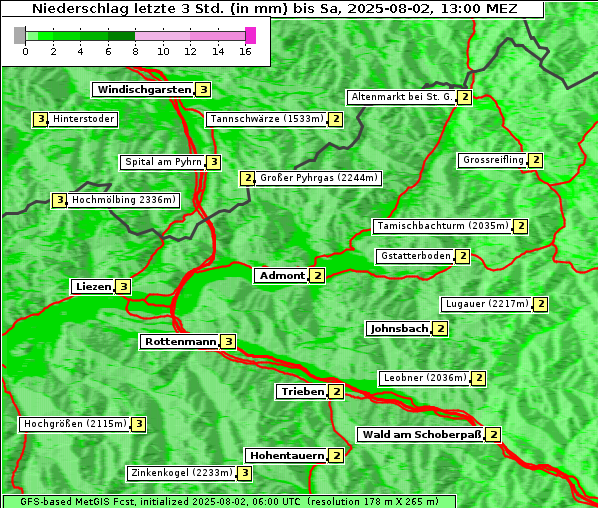 Niederschlag, 2. 8. 2025
