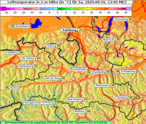 Temperatur, 16. 8. 2025