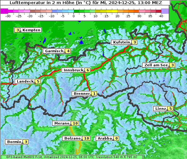 Temperatur, 25. 12. 2024