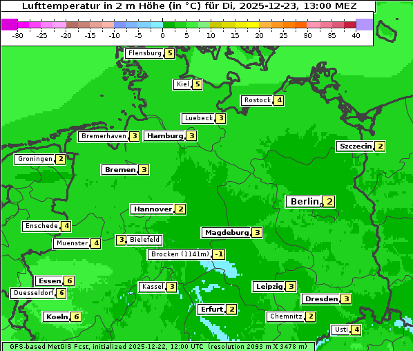 Temperatur, 23. 12. 2025