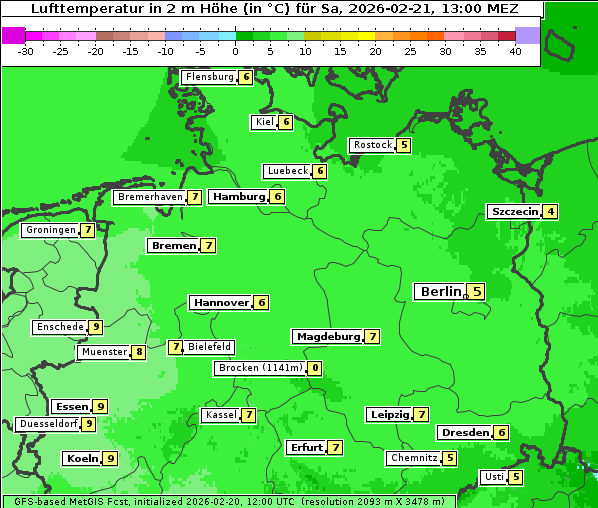 Temperatur, 21. 2. 2026