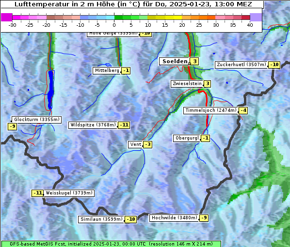 Temperatur, 23. 1. 2025