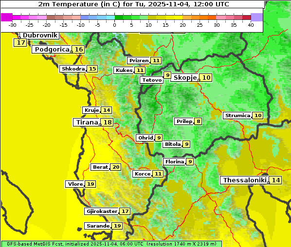 Temperatur, 4. 11. 2025