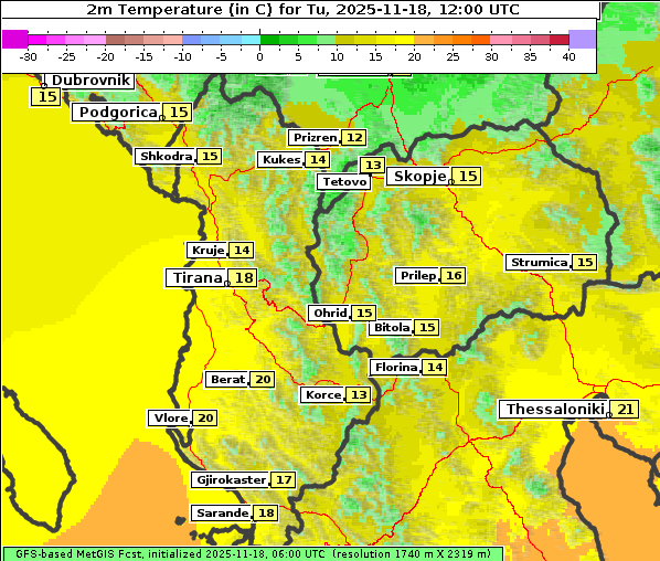 Temperatur, 18. 11. 2025