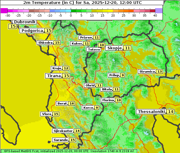 Temperatur, 20. 12. 2025
