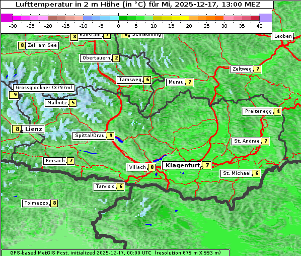 Temperatur, 17. 12. 2025