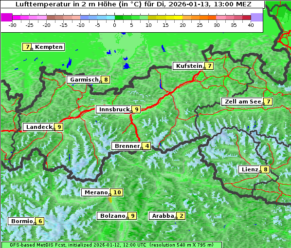 Temperatur, 13. 1. 2026