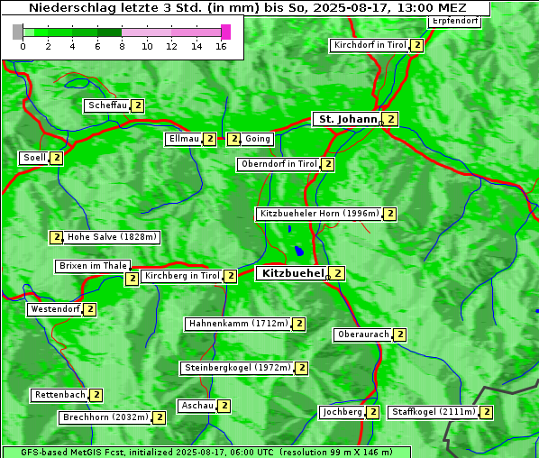 Niederschlag, 17. 8. 2025