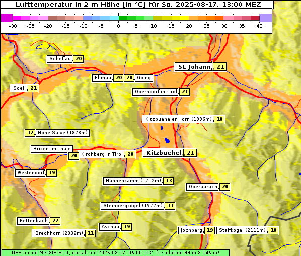 Temperatur, 17. 8. 2025