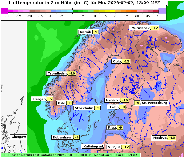 Temperatur, 2. 2. 2026