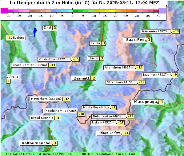 Temperatur, 11. 3. 2025