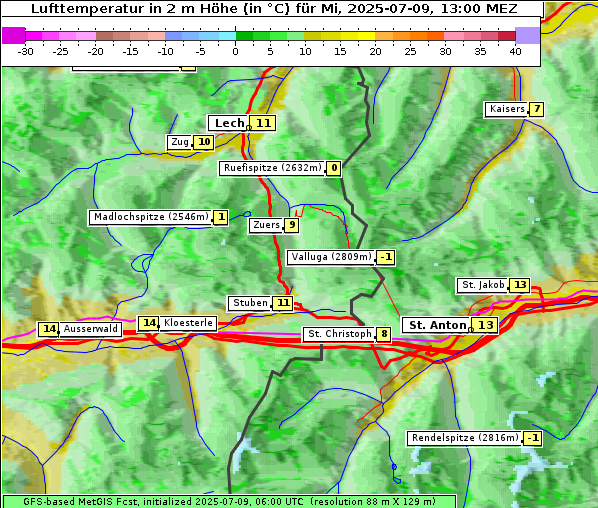 Temperatur, 9. 7. 2025