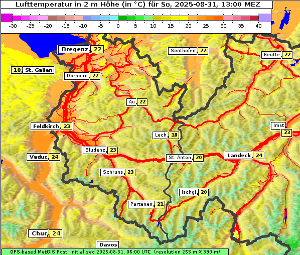 Temperatur, 31. 8. 2025