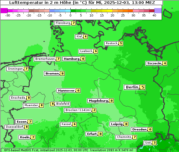 Temperatur, 3. 12. 2025