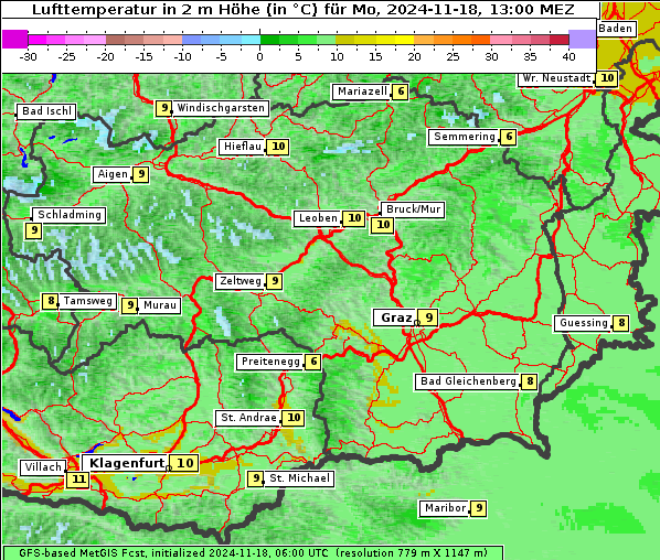 Temperatur, 18. 11. 2024