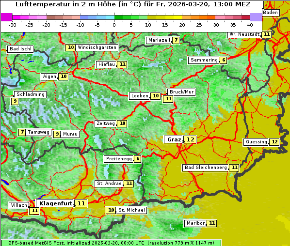 Temperatur, 20. 3. 2026