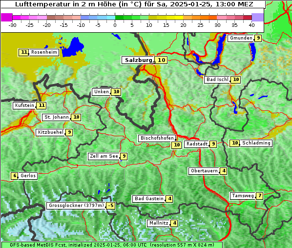 Temperatur, 25. 1. 2025