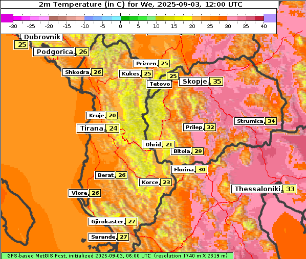 Temperatur, 3. 9. 2025