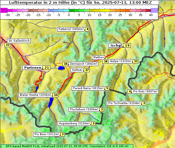 Temperatur, 13. 7. 2025
