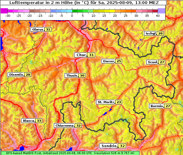 Temperatur, 9. 8. 2025