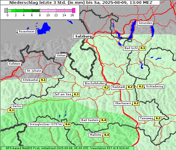 Niederschlag, 9. 8. 2025