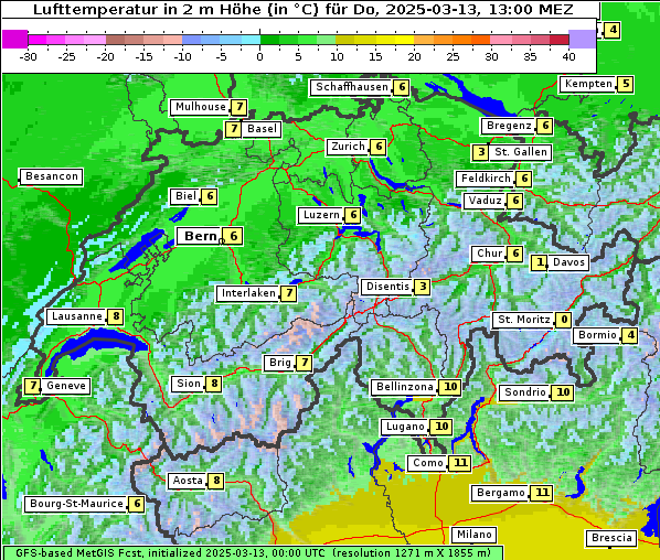 Temperatur, 13. 3. 2025