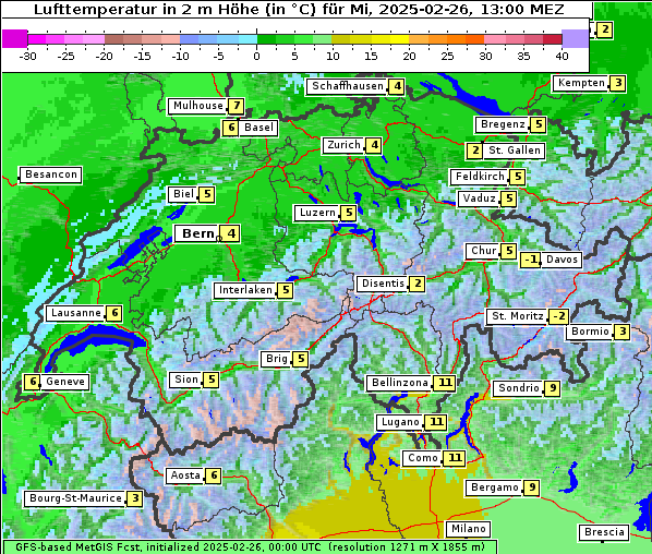 Temperatur, 26. 2. 2025