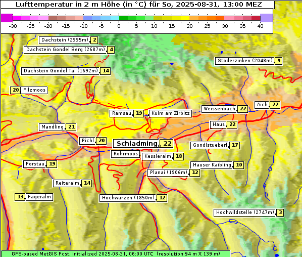 Temperatur, 31. 8. 2025