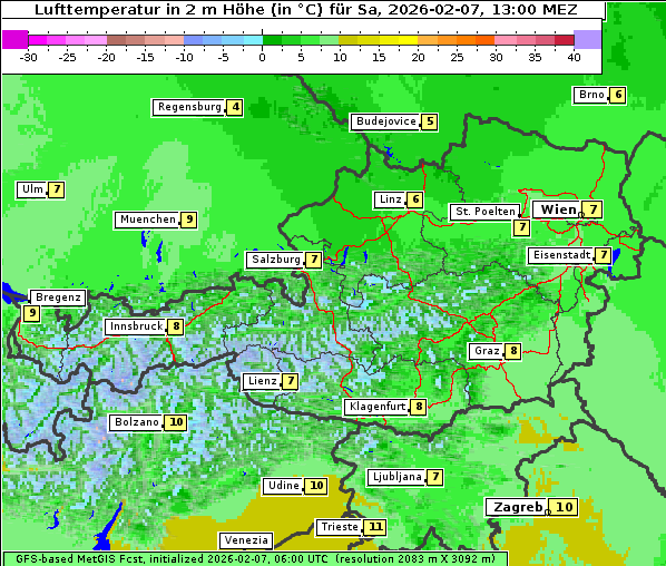 Temperatur, 7. 2. 2026