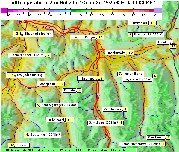 Temperatur, 14. 9. 2025