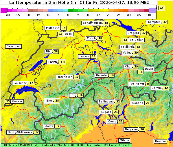Temperatur, 17. 4. 2026