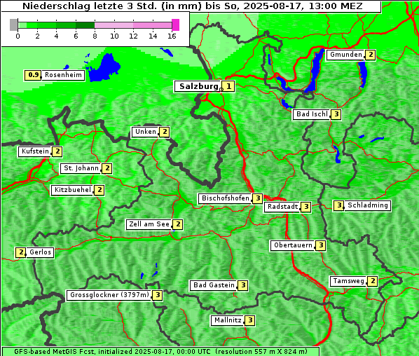 Niederschlag, 17. 8. 2025