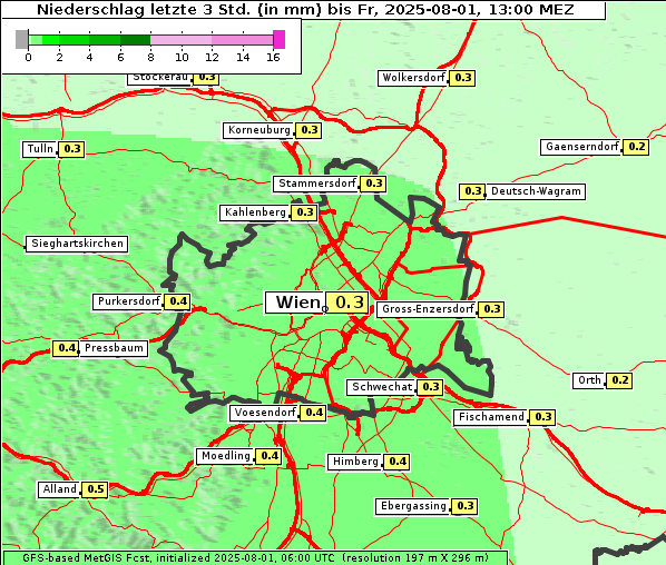 Niederschlag, 1. 8. 2025