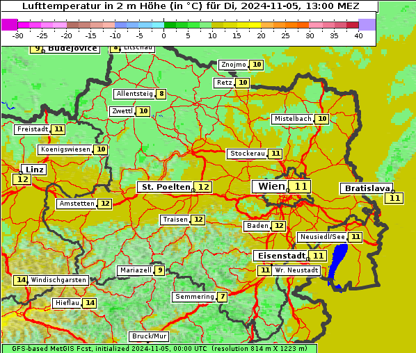 Temperatur, 5. 11. 2024