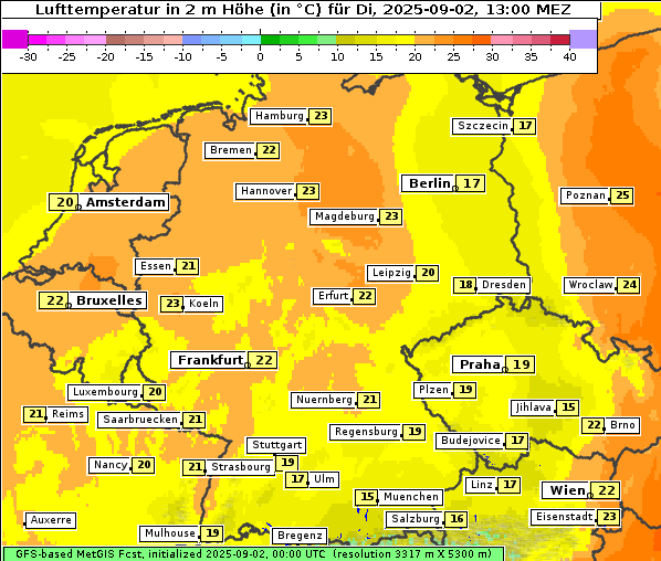 Temperatur, 2. 9. 2025