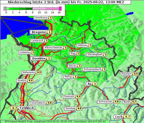 Niederschlag, 22. 8. 2025