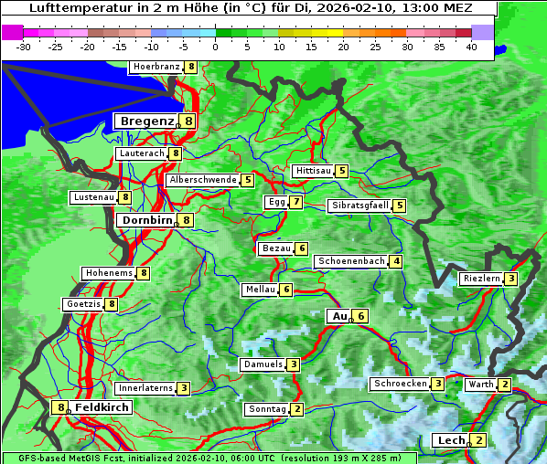 Temperatur, 10. 2. 2026