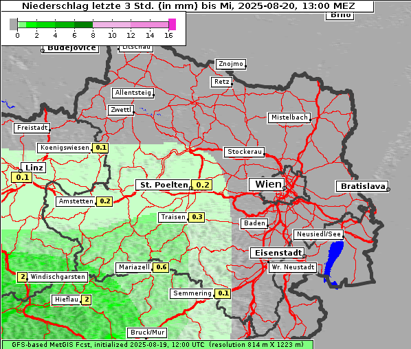 Niederschlag, 20. 8. 2025
