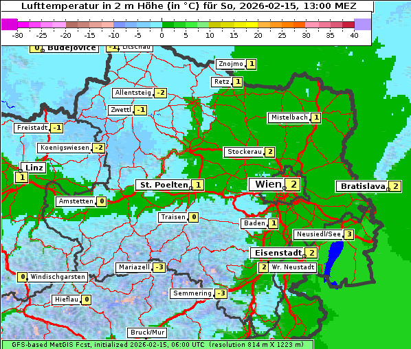 Temperatur, 15. 2. 2026