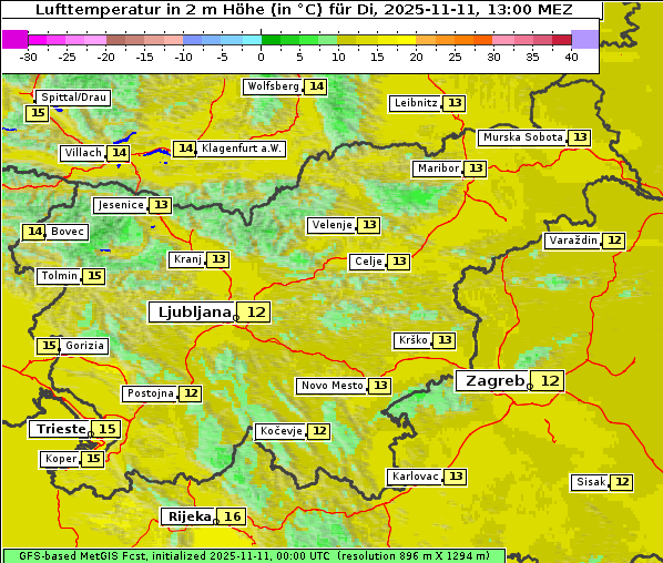 Temperatur, 11. 11. 2025
